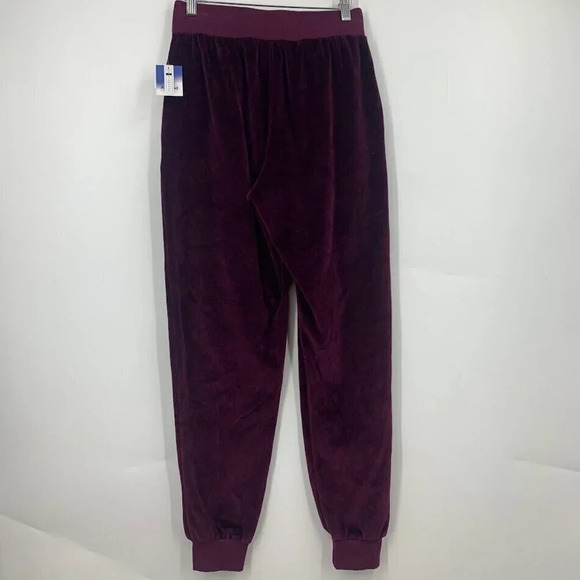 Abound Womens Terry Velour Elastic Waist Tapered Joggers In Burg Stem Sz M NWT - Picture 2 of 10